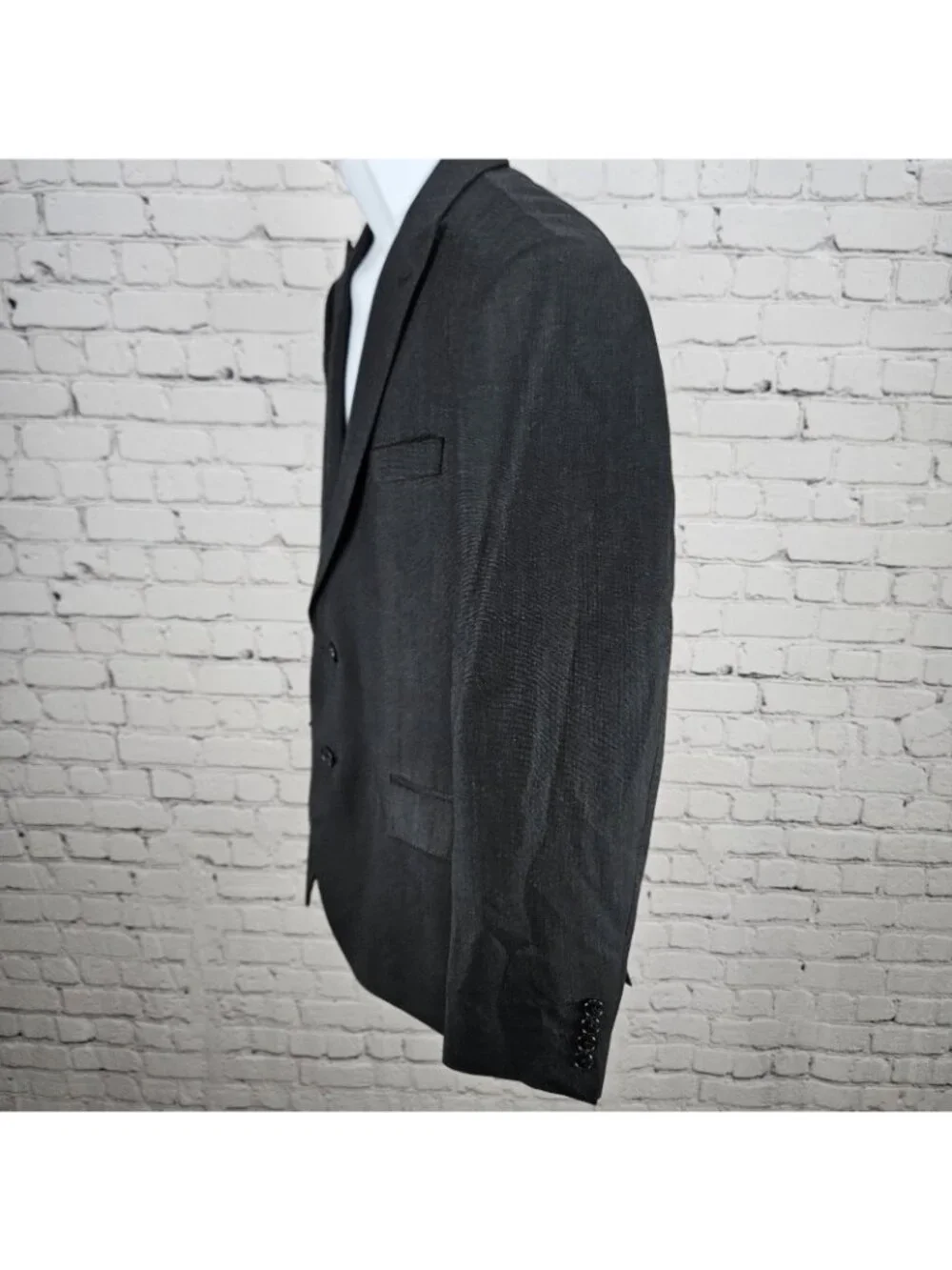 J. Ferrar Black Slim Fit 2 Button Double Vented Peak Blazer Sport Coat 42S